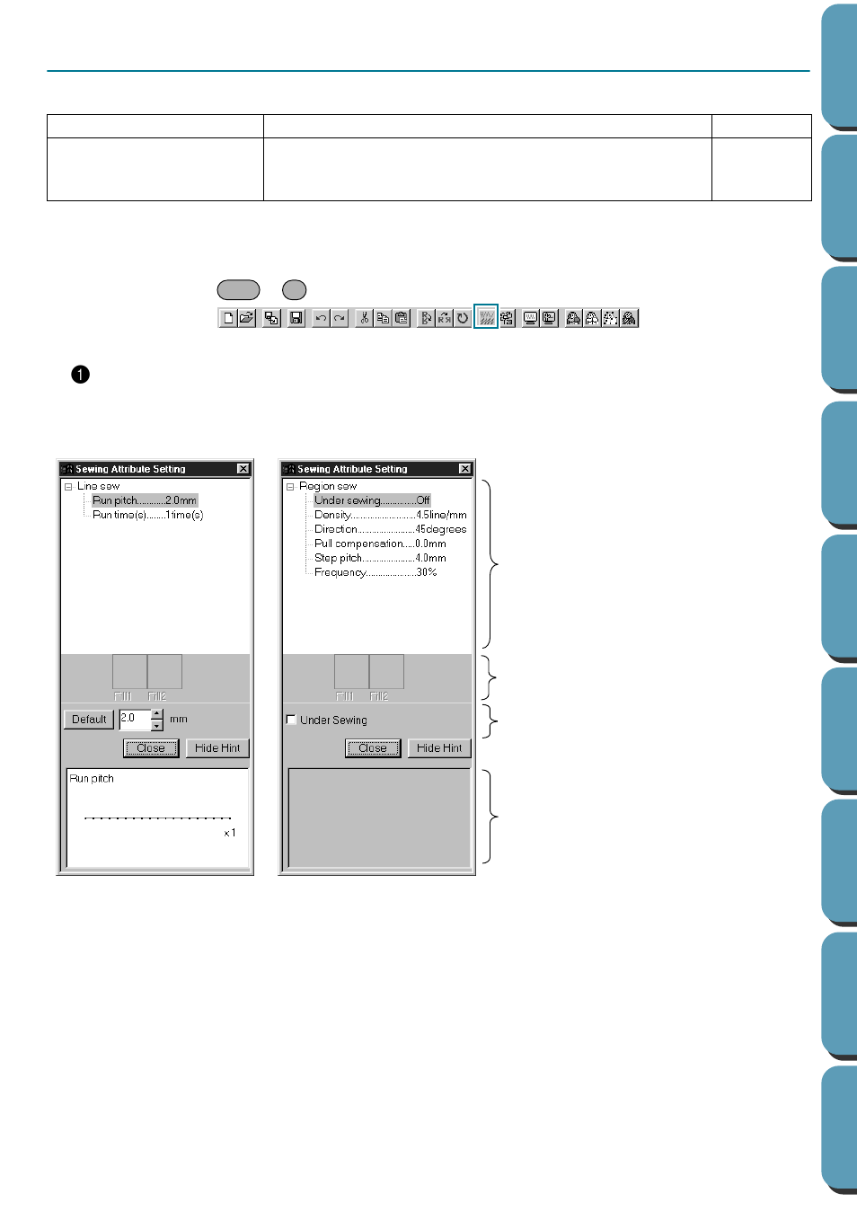 Sew menu, Sewing attributes | Brother PE-DESIGN Ver.432 User Manual | Page 102 / 252