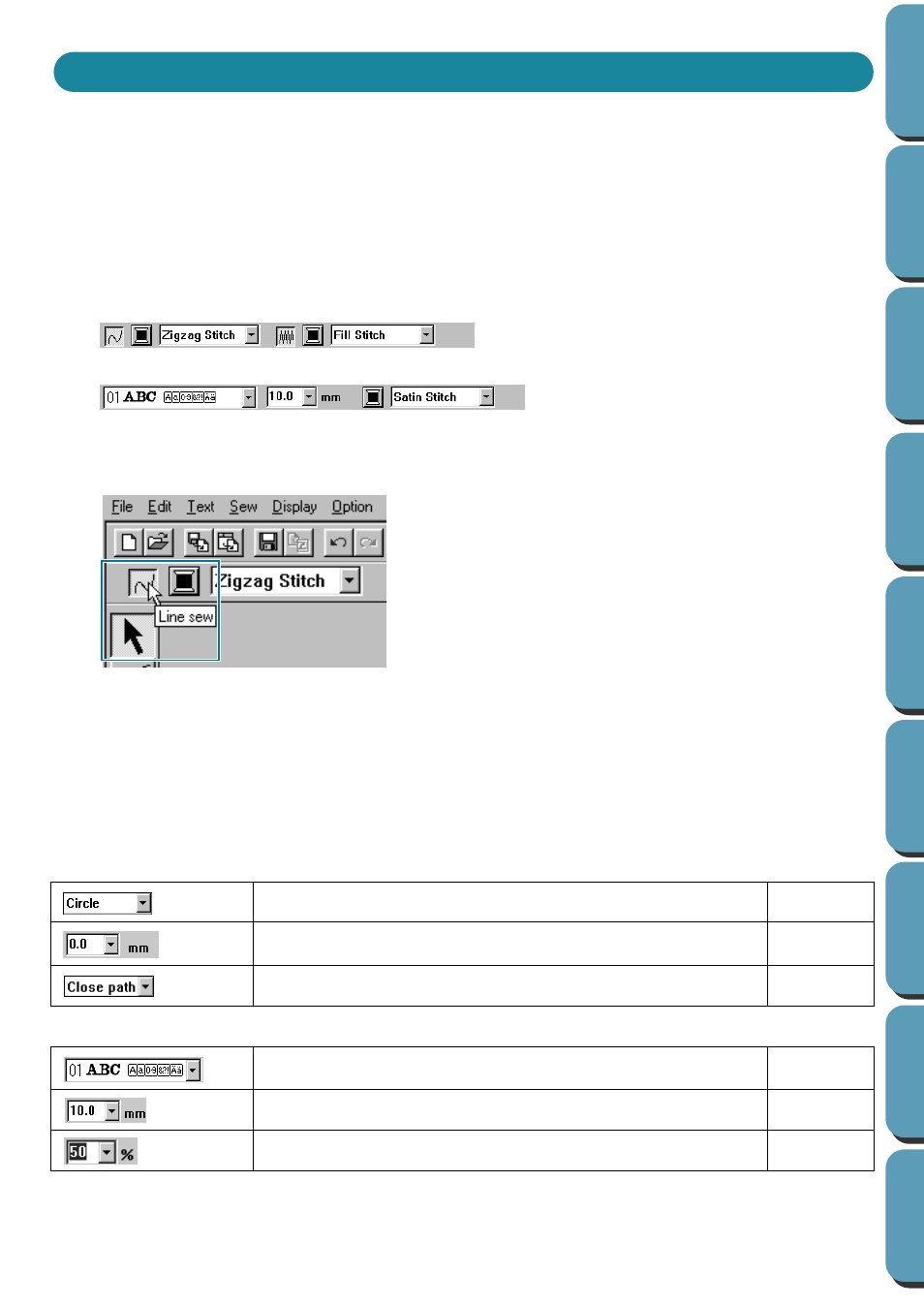 Using the sewing attributes bar | Brother PE-DESIGN Ver.432 User Manual | Page 145 / 252