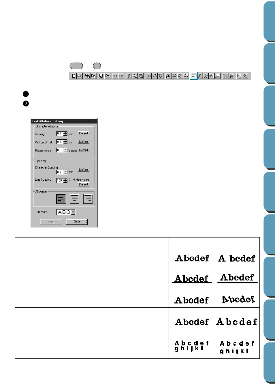 Text attribute setting | Brother PE-DESIGN Ver.432 User Manual | Page 181 / 252