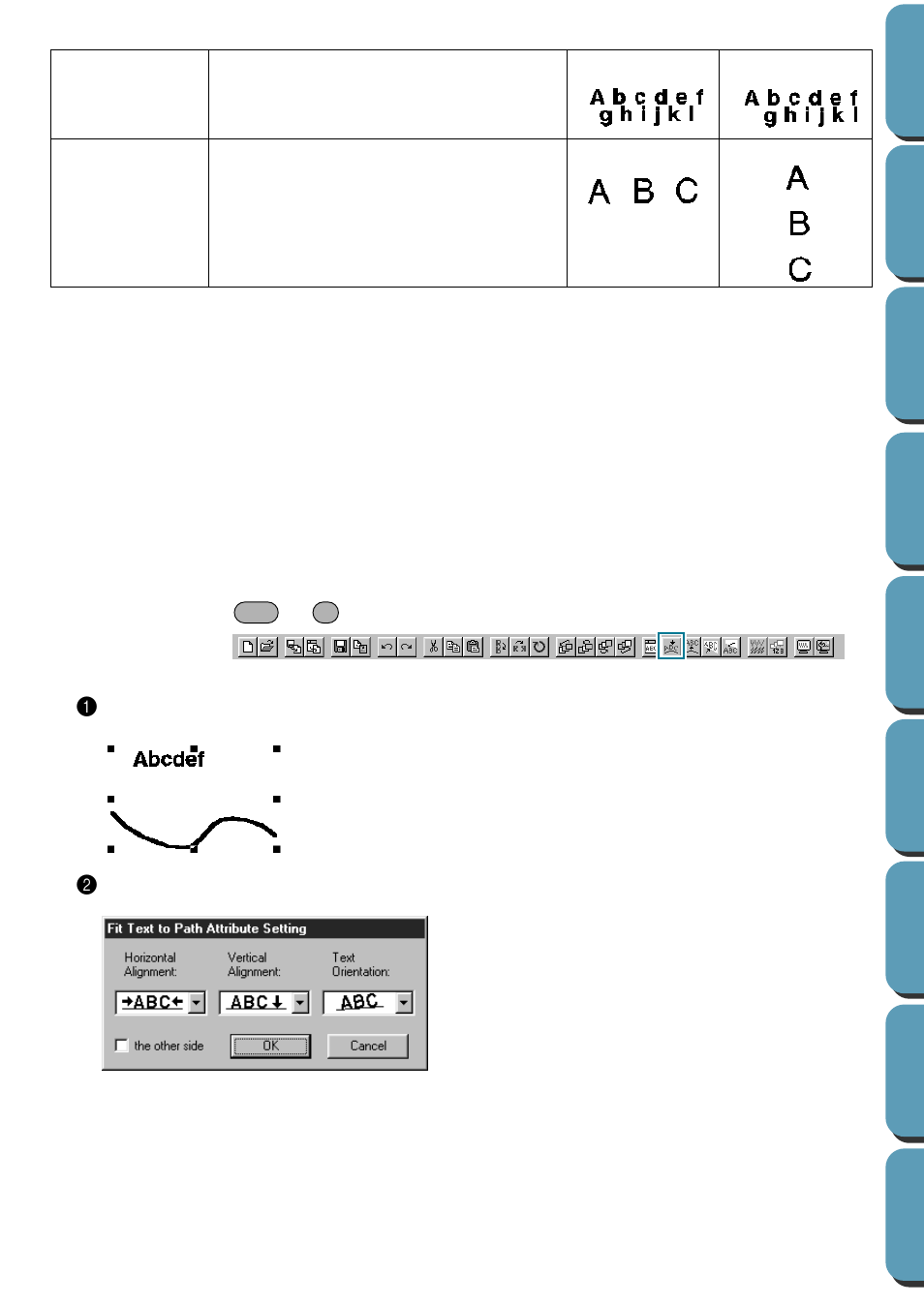 Fit text to path setting | Brother PE-DESIGN Ver.432 User Manual | Page 182 / 252