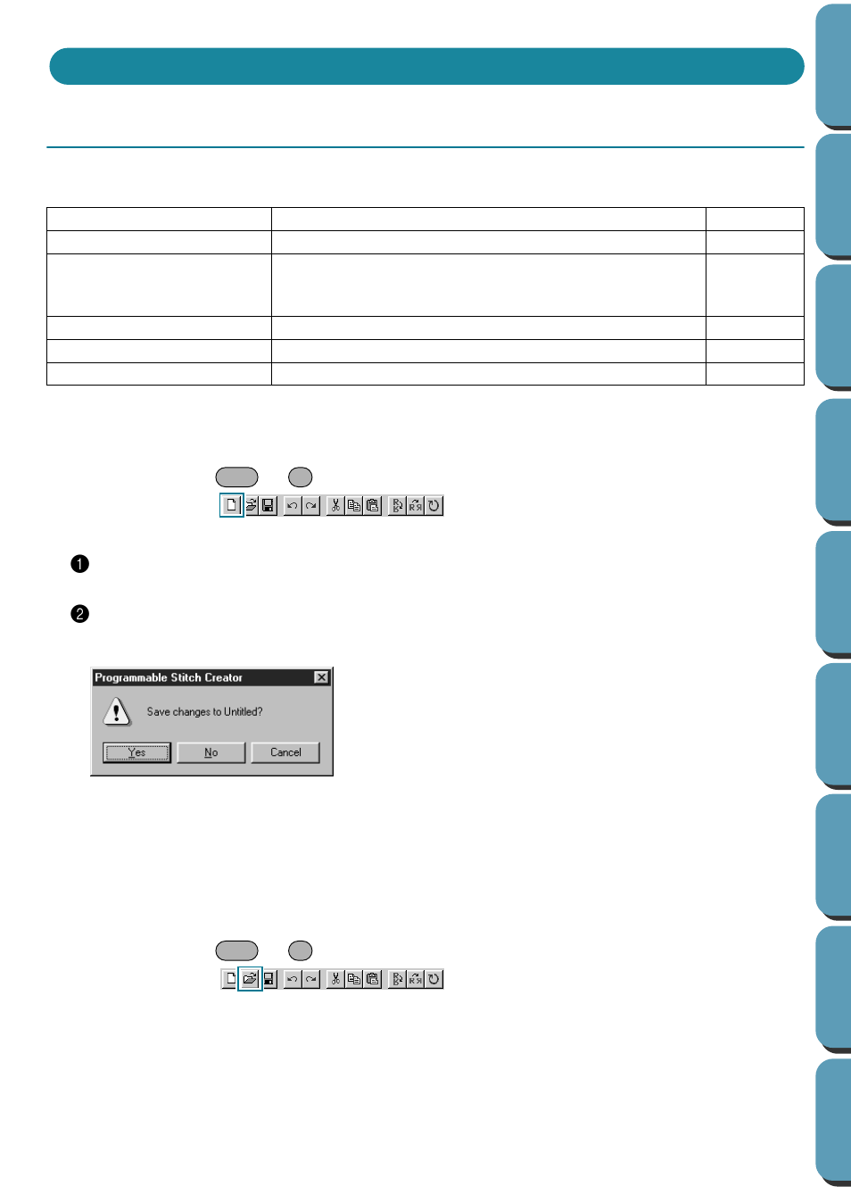 Using the menu bar, File menu, Open | New • open | Brother PE-DESIGN Ver.432 User Manual | Page 226 / 252