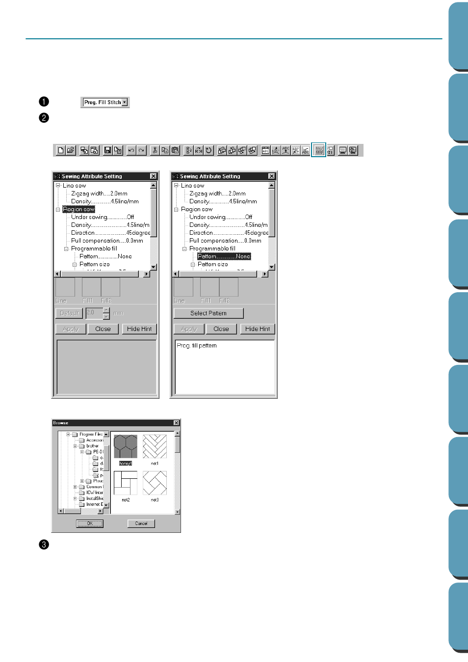 Step 11 selecting a programmable fill stitch, Selecting a programmable fill stitch, Step 11 | Brother PE-DESIGN Ver.432 User Manual | Page 48 / 252