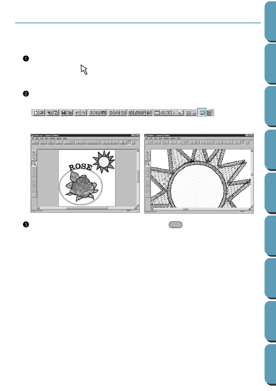 Step 16 previewing the sewing image, Previewing the sewing image, Step 16 | Brother PE-DESIGN Ver.432 User Manual | Page 53 / 252