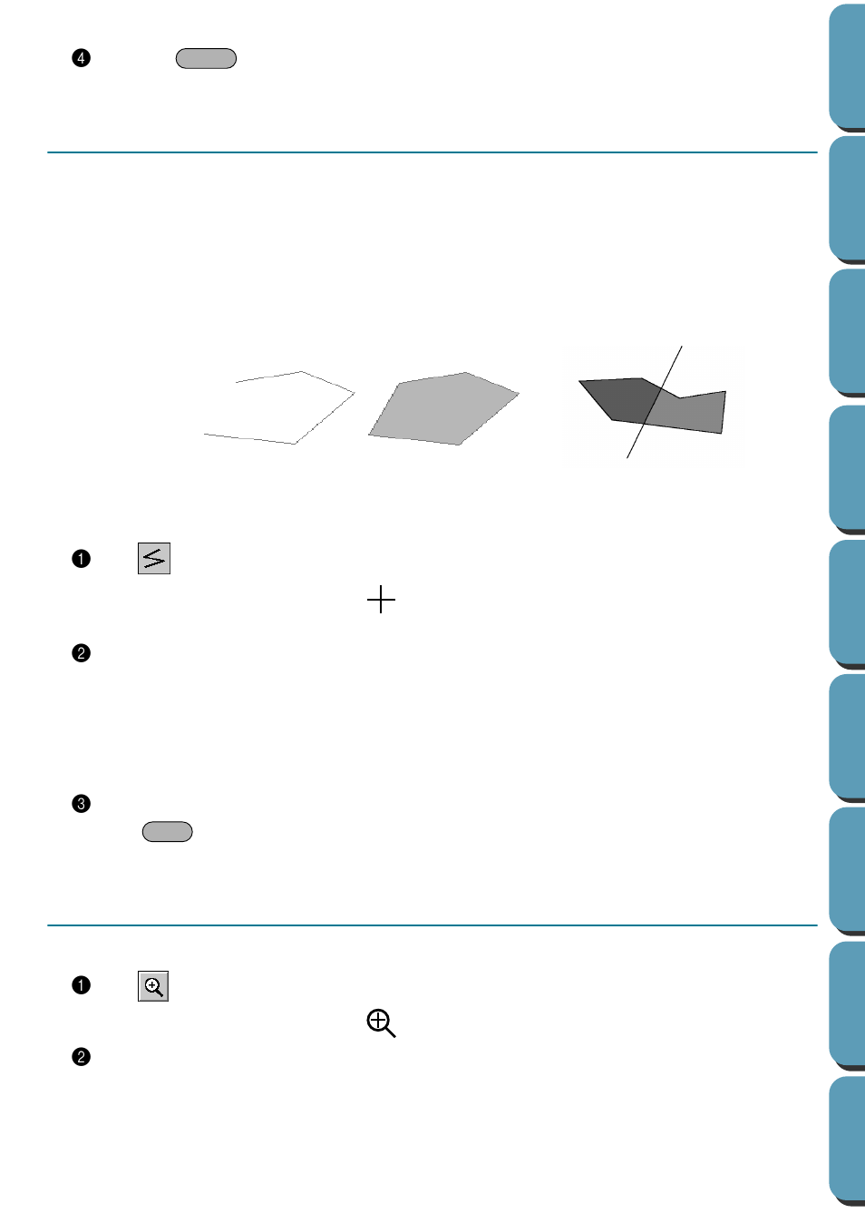 Line drawing mode, Drawing a broken line, Zoom-in mode | Drawing a broken line 1 | Brother PE-DESIGN Ver.432 User Manual | Page 75 / 252