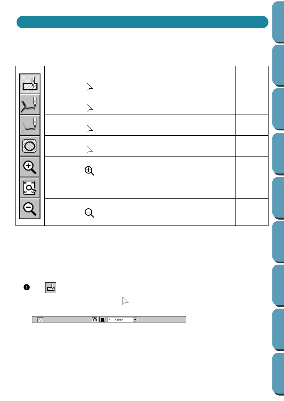 Using the stage 4 tool box, Region setting mode, Applying the sewing attributes to a region | Applying the sewing attributes to a region 1 | Brother PE-DESIGN Ver.432 User Manual | Page 77 / 252
