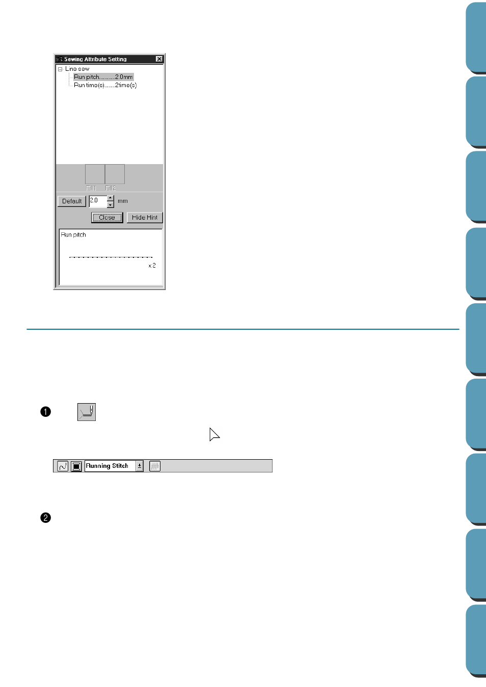 Line (part) setting mode, Applying the sewing attributes to a portion of, The outline | Brother PE-DESIGN Ver.432 User Manual | Page 80 / 252