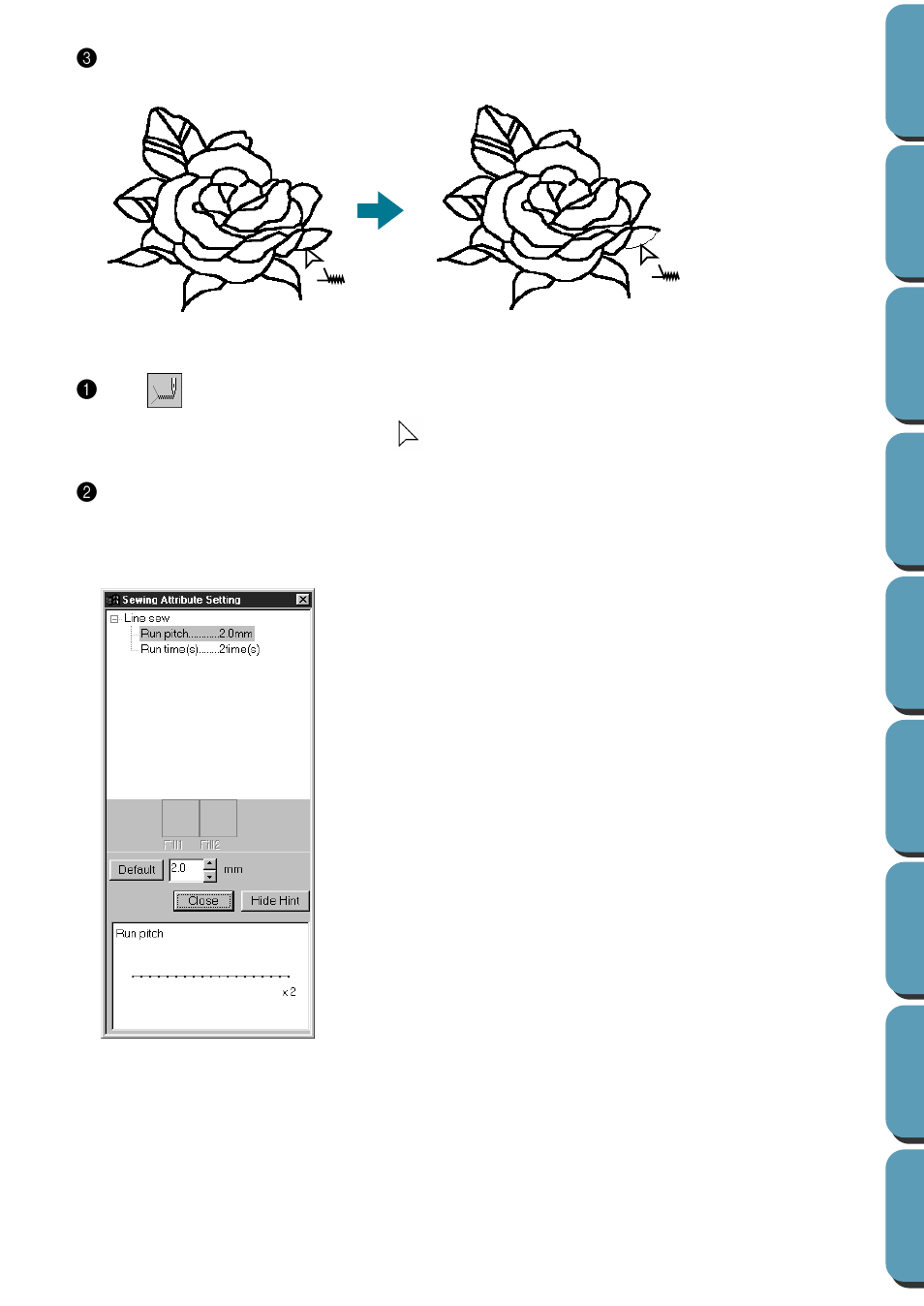 Checking the sewing attributes of a portion of, An outline | Brother PE-DESIGN Ver.432 User Manual | Page 81 / 252