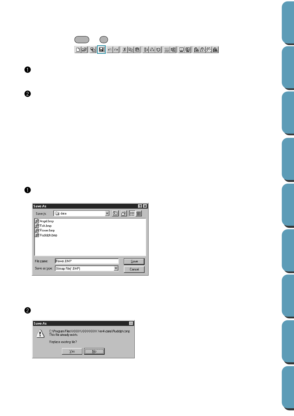 Save, Save as, Save • save as | Brother PE-DESIGN Ver.432 User Manual | Page 95 / 252