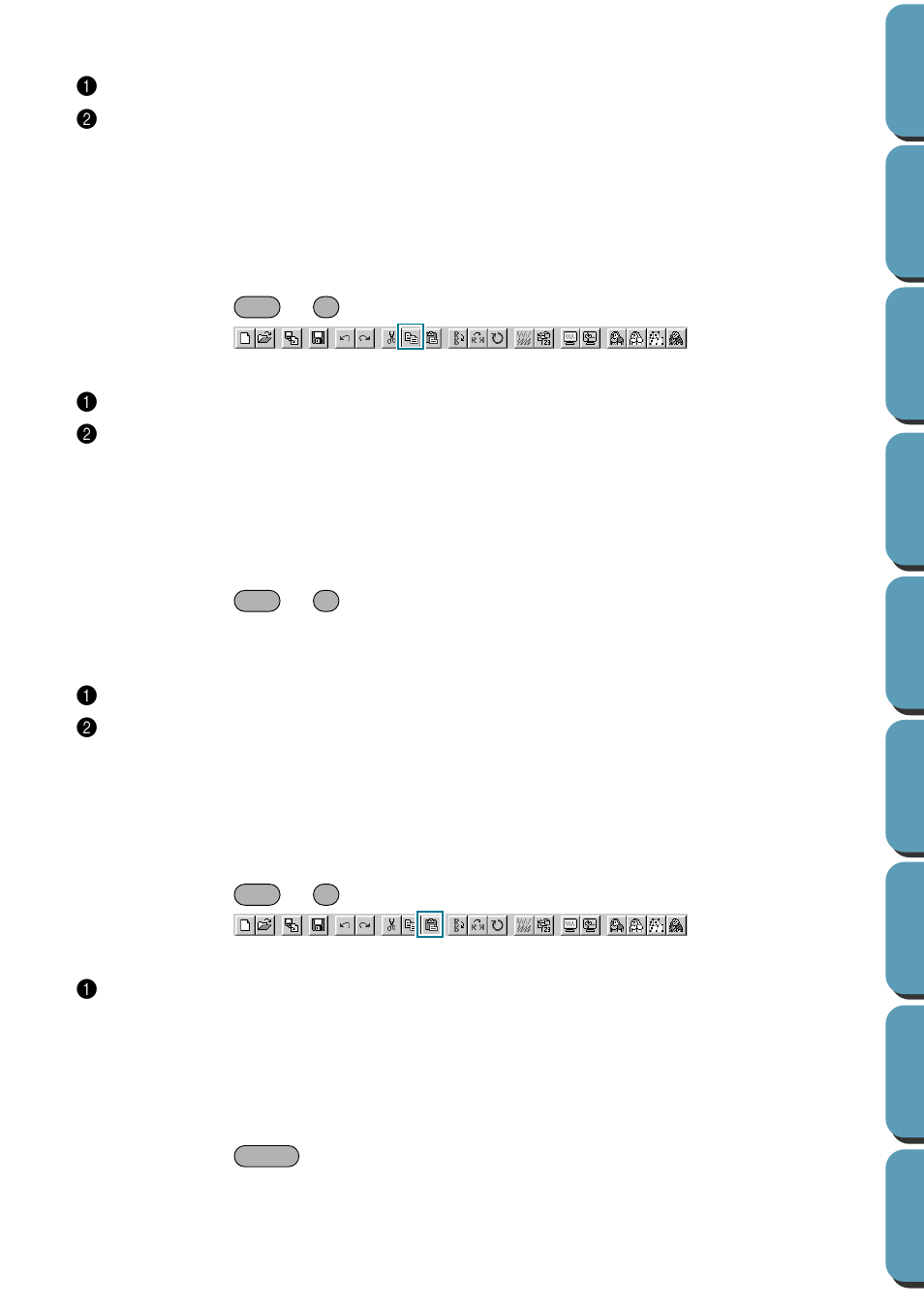 Copy, Duplicate, Paste | Delete, Copy • duplicate • paste • delete | Brother PE-DESIGN Ver.432 User Manual | Page 98 / 252