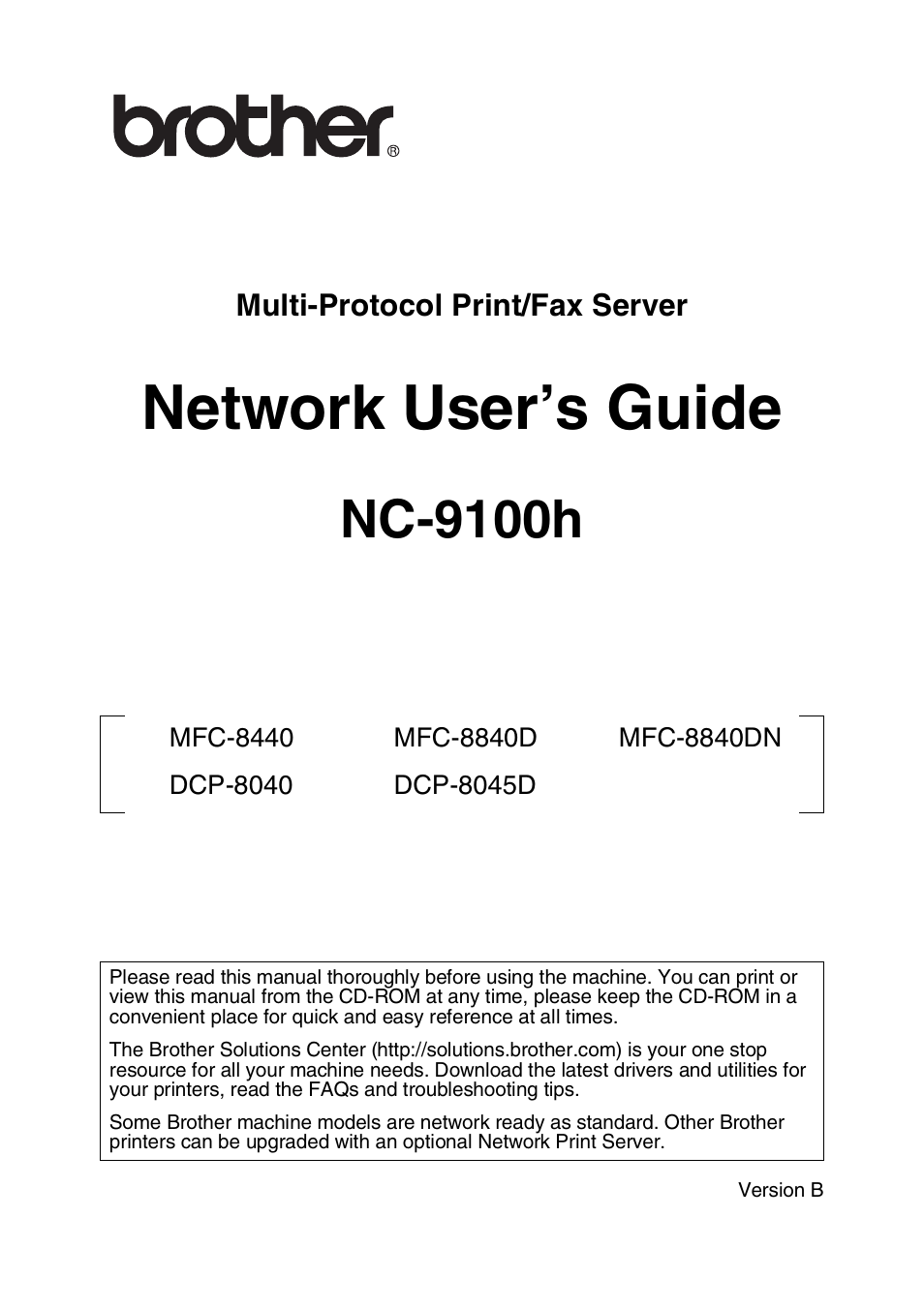 Brother MFC 8840D User Manual | 176 pages