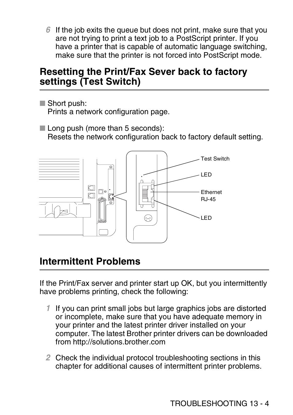 Intermittent problems | Brother MFC 8840D User Manual | Page 136 / 176