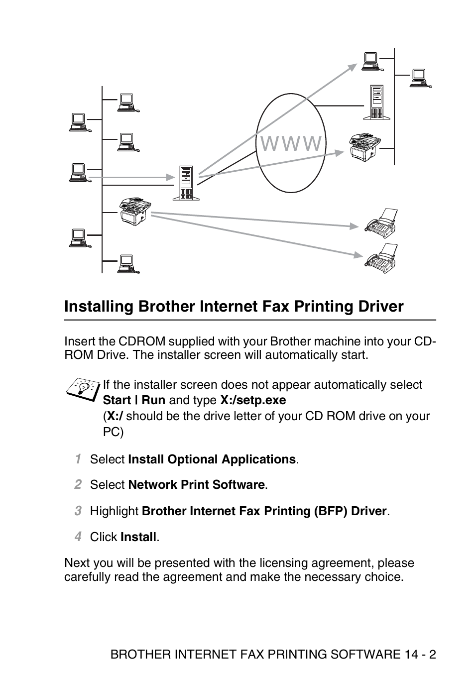 Installing brother internet fax printing driver, Installing brother internet fax printing driver -2 | Brother MFC 8840D User Manual | Page 148 / 176