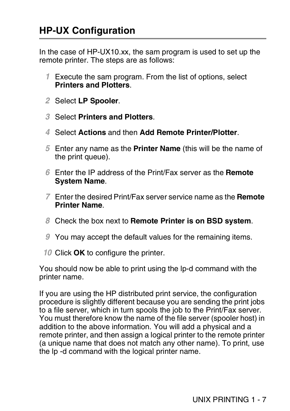 Hp-ux configuration, Hp-ux configuration -7 | Brother MFC 8840D User Manual | Page 20 / 176