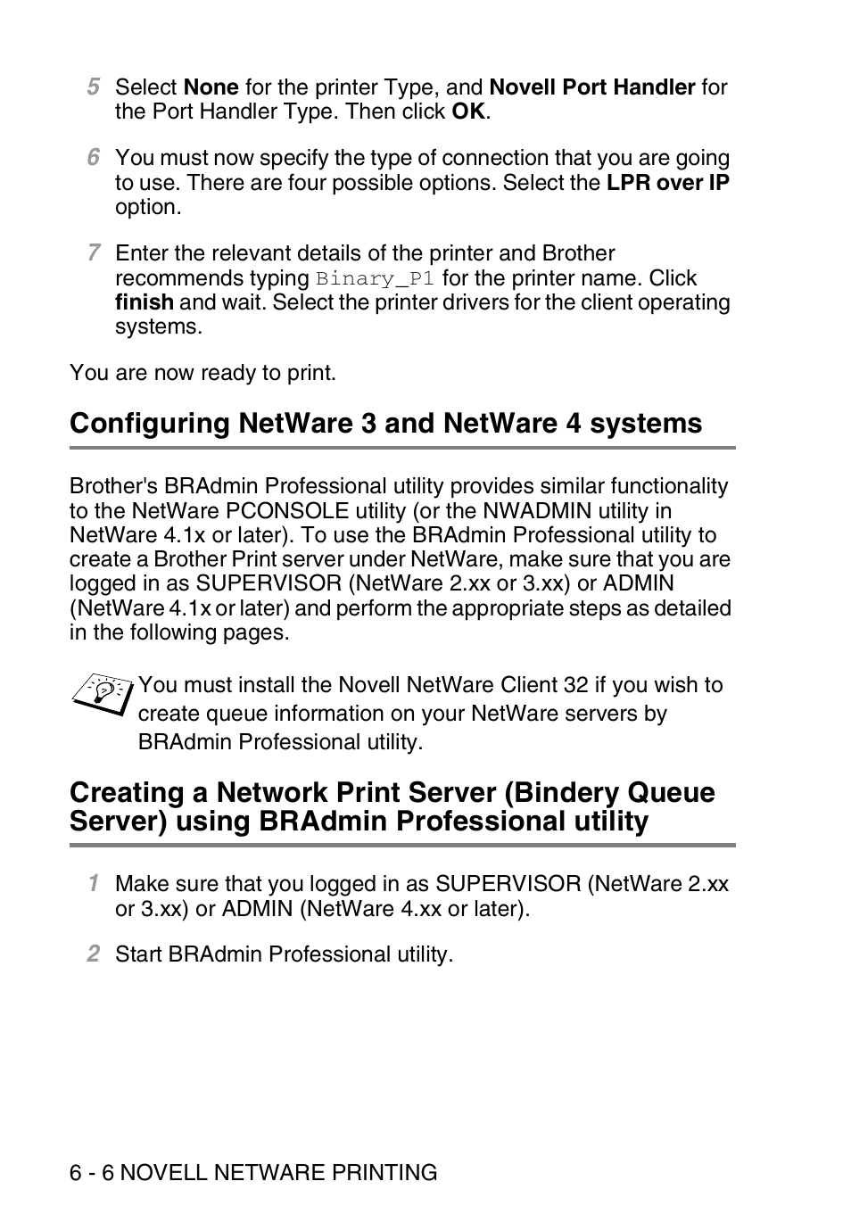 Configuring netware 3 and netware 4 systems | Brother MFC 8840D User Manual | Page 63 / 176