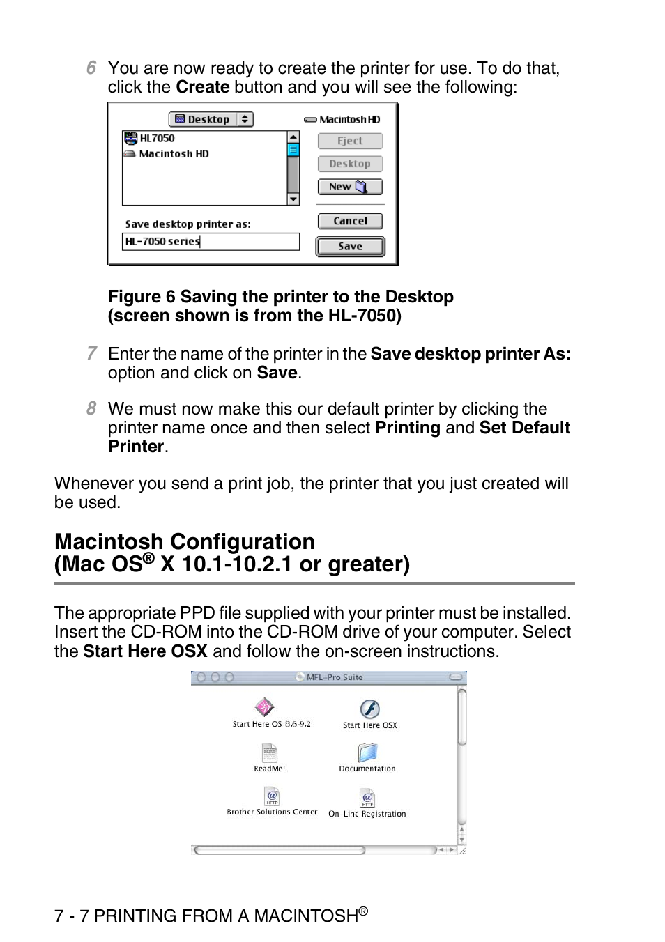 Macintosh configuration (mac os, X 10.1-10.2.1 or greater) -7 | Brother MFC 8840D User Manual | Page 77 / 176