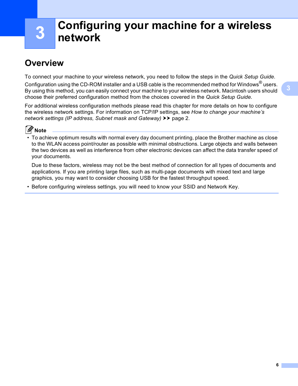 3 configuring your machine for a wireless network, Overview, Configuring your machine for a wireless network | Brother DCP-J140W User Manual | Page 10 / 41