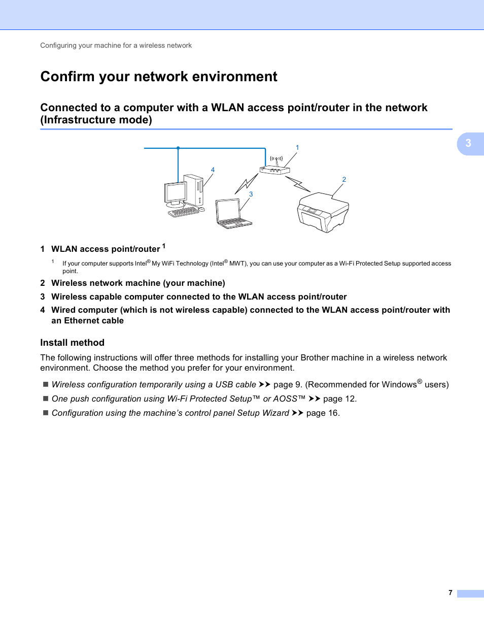 Confirm your network environment, Install method, Infrastructure mode) | Brother DCP-J140W User Manual | Page 11 / 41