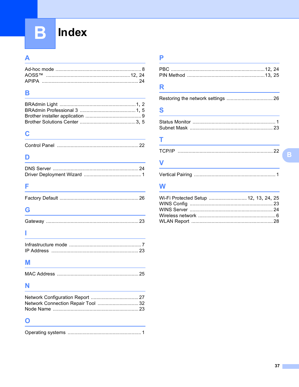 Index | Brother DCP-J140W User Manual | Page 41 / 41