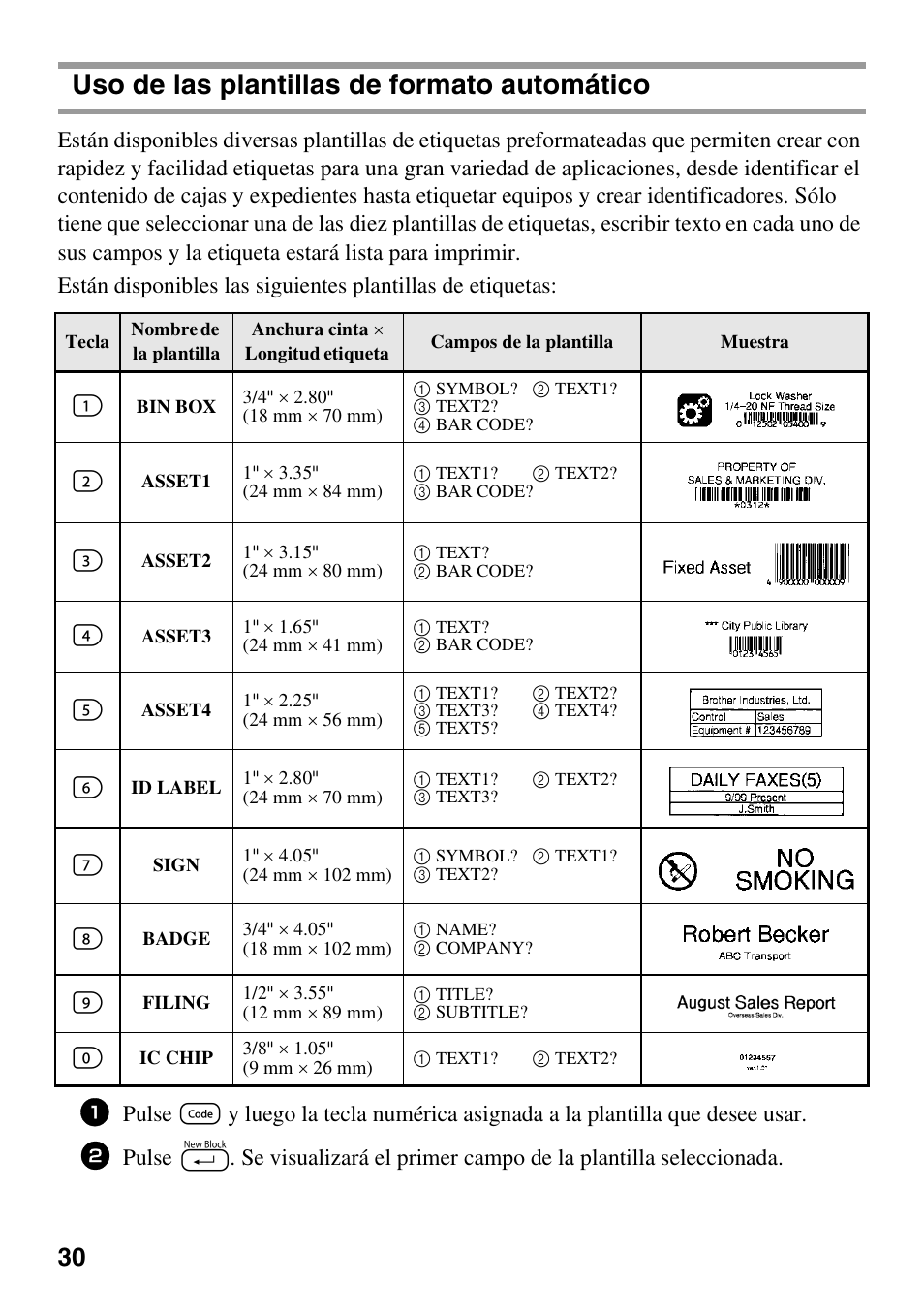 Uso de las plantillas de formato automático | Brother PT-1600 User Manual | Page 112 / 152