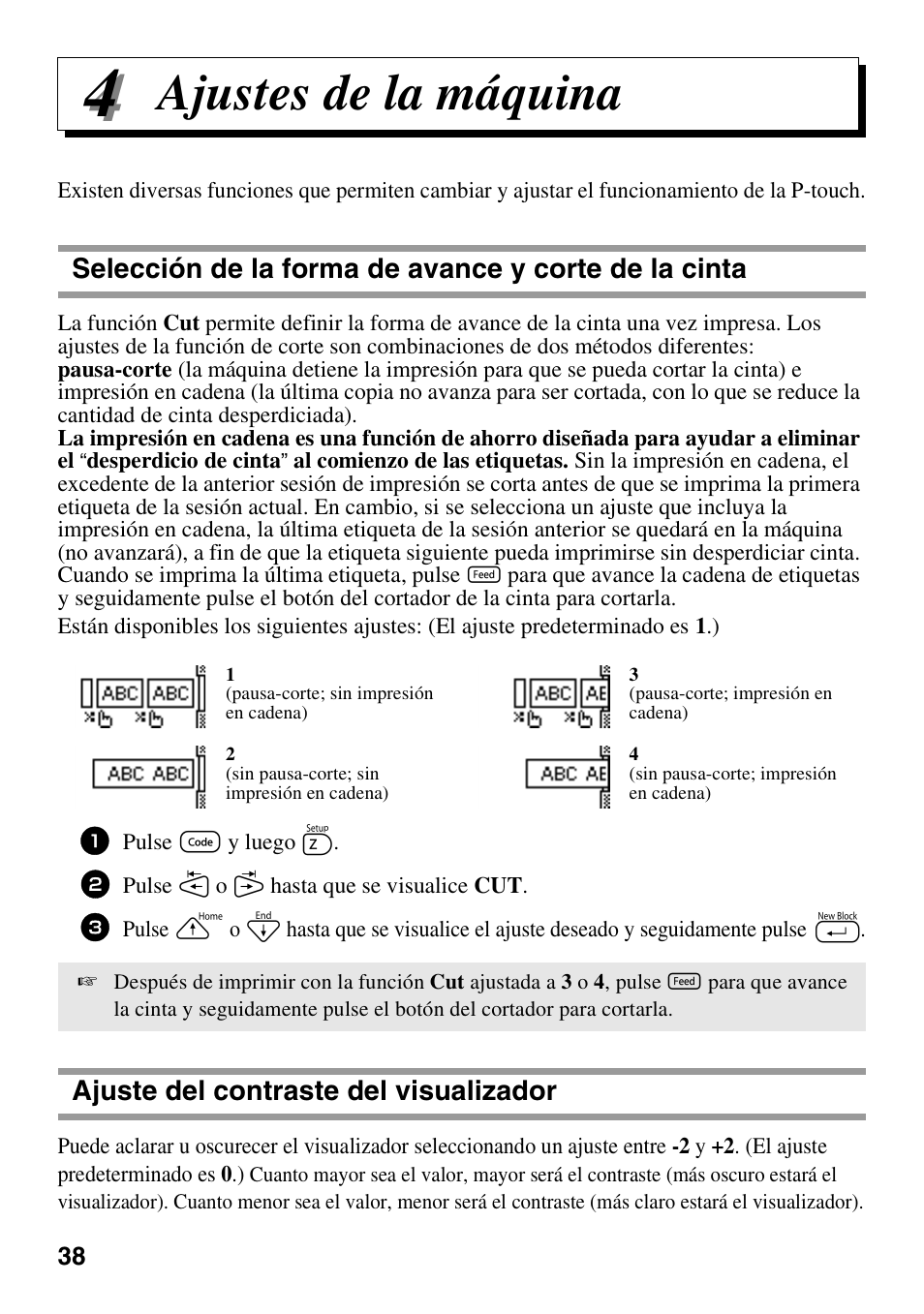 Ajustes de la máquina | Brother PT-1600 User Manual | Page 120 / 152