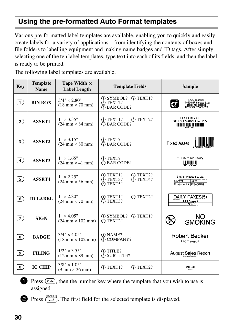 Using the pre-formatted auto format templates | Brother PT-1600 User Manual | Page 38 / 152