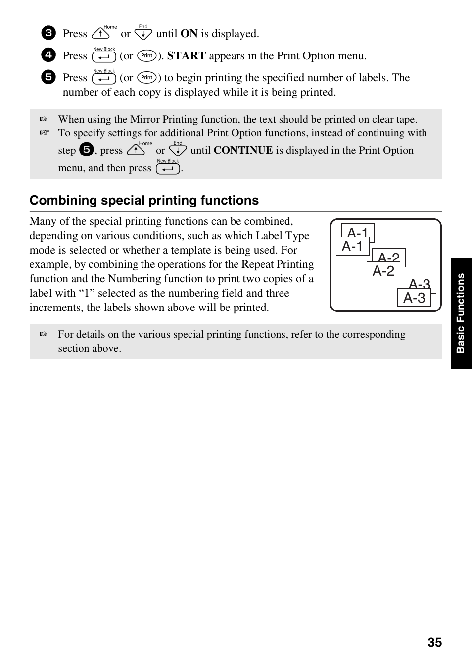 Combining special printing functions | Brother PT-1600 User Manual | Page 43 / 152