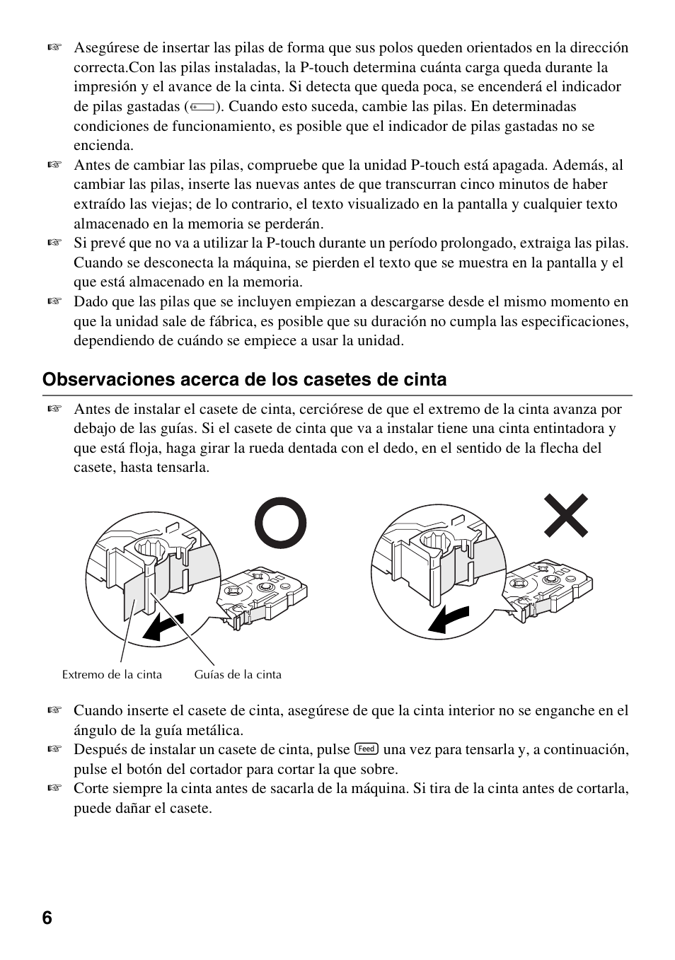 Observaciones acerca de los casetes de cinta | Brother PT-1600 User Manual | Page 88 / 152