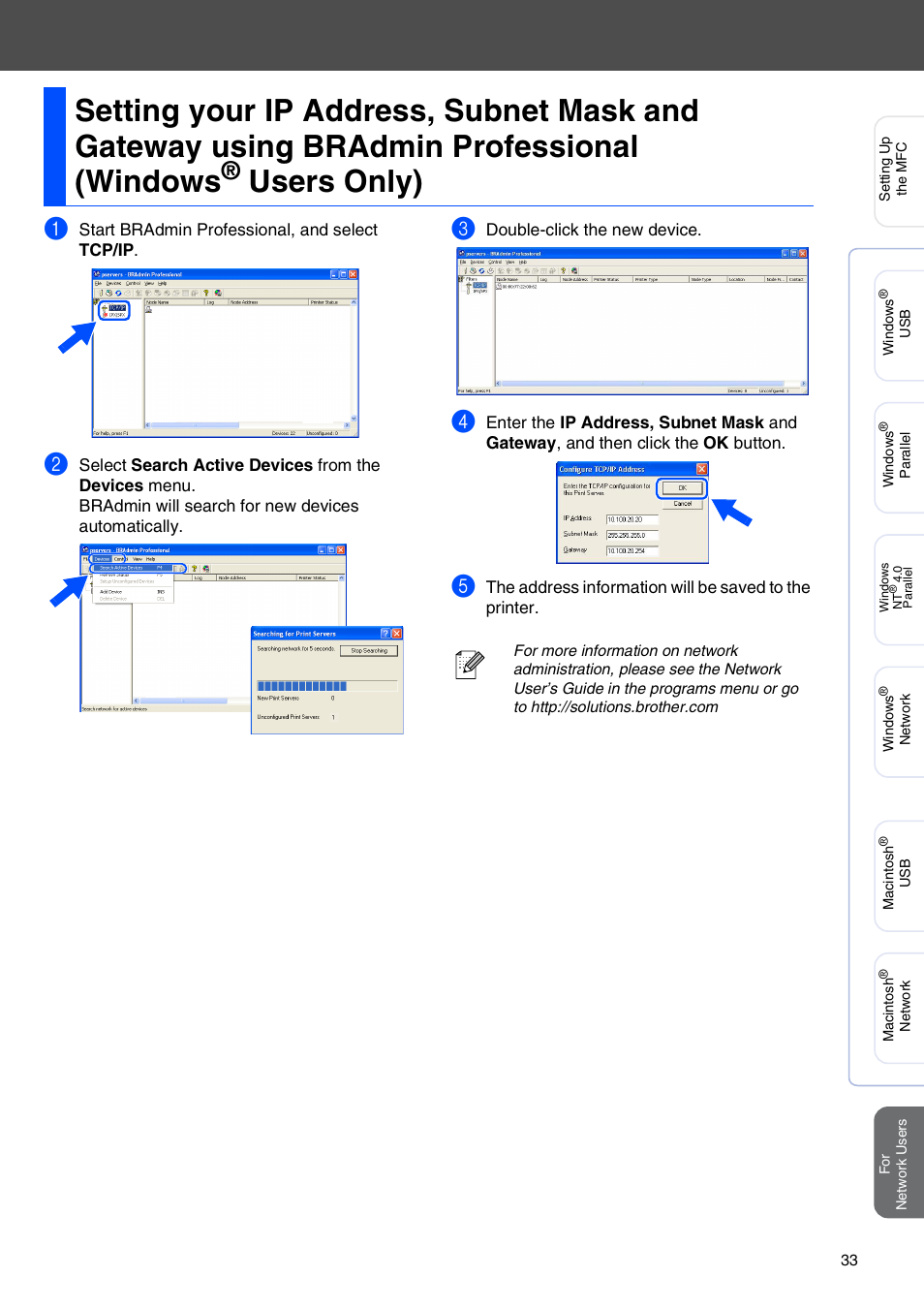 Bradmin professional (windows, Users only) | Brother MFC-7820N User Manual | Page 35 / 38