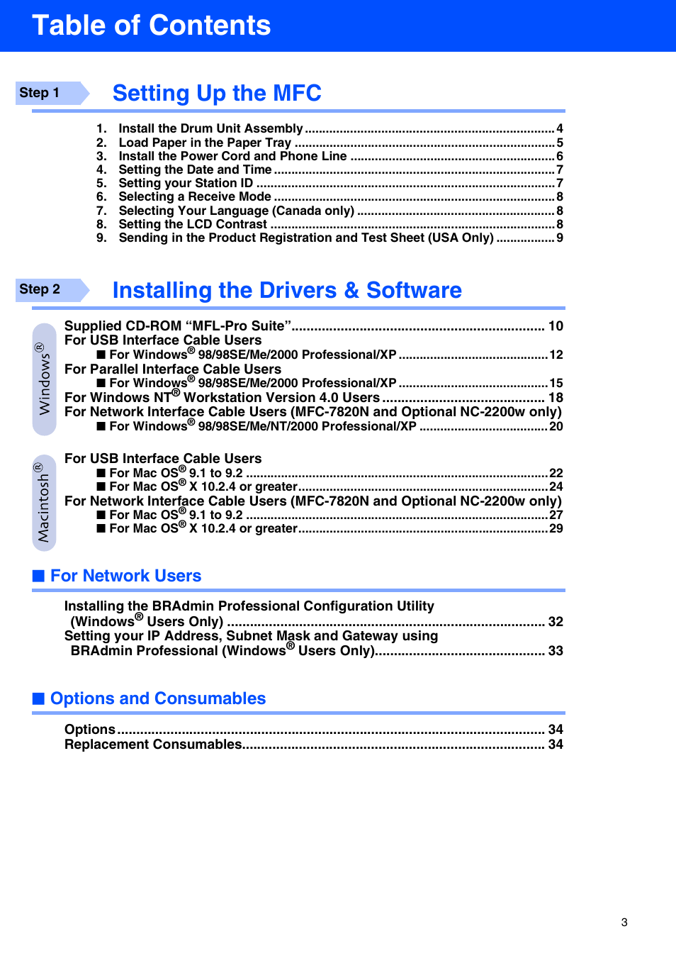 Brother MFC-7820N User Manual | Page 5 / 38