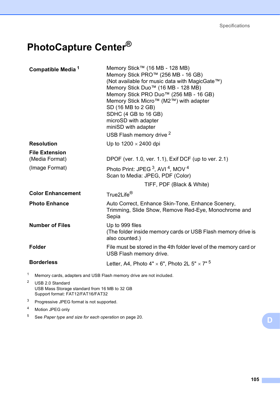 Photocapture center | Brother MFC-J630W User Manual | Page 119 / 129