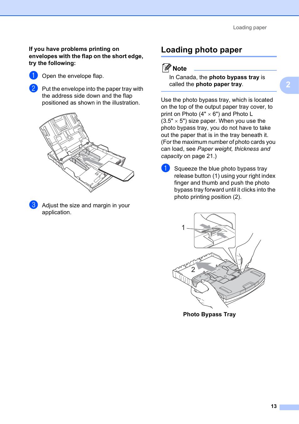 Loading photo paper | Brother MFC-J630W User Manual | Page 27 / 129