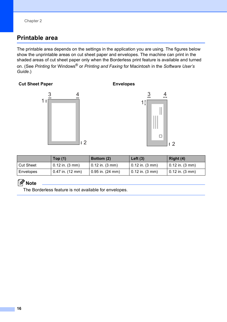 Printable area | Brother MFC-J630W User Manual | Page 30 / 129