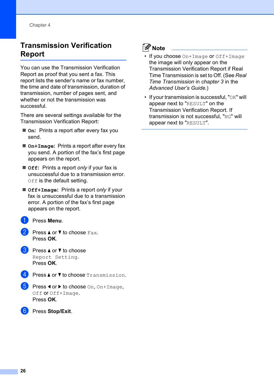 Transmission verification report | Brother MFC-J630W User Manual | Page 40 / 129