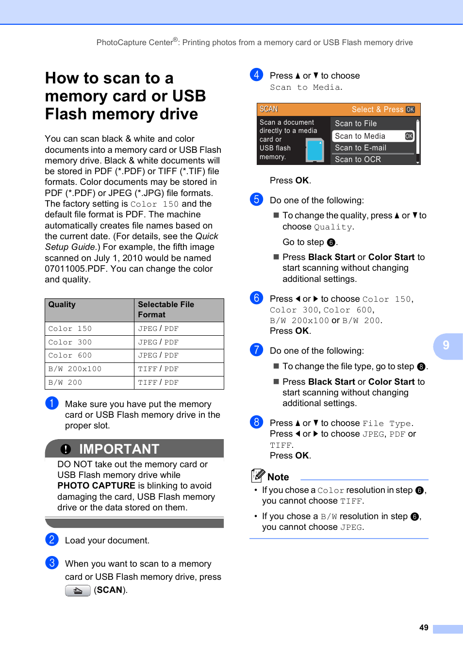 Important | Brother MFC-J630W User Manual | Page 63 / 129