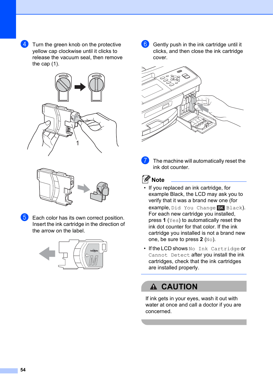 Caution | Brother MFC-J630W User Manual | Page 68 / 129