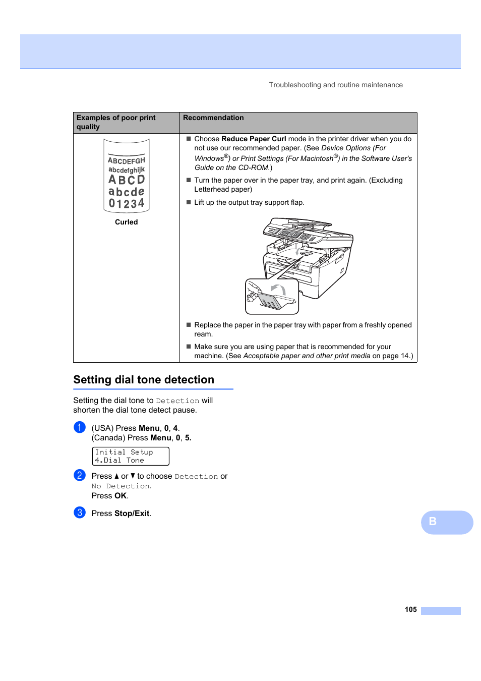 Setting dial tone detection, Bsetting dial tone detection | Brother MFC 7840W User Manual | Page 119 / 192
