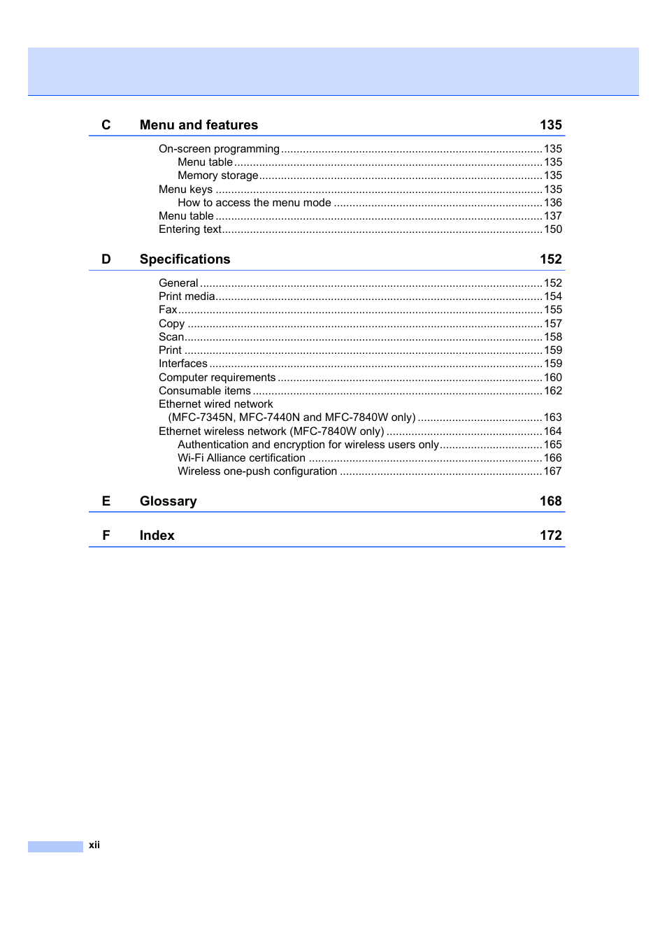 Brother MFC 7840W User Manual | Page 14 / 192