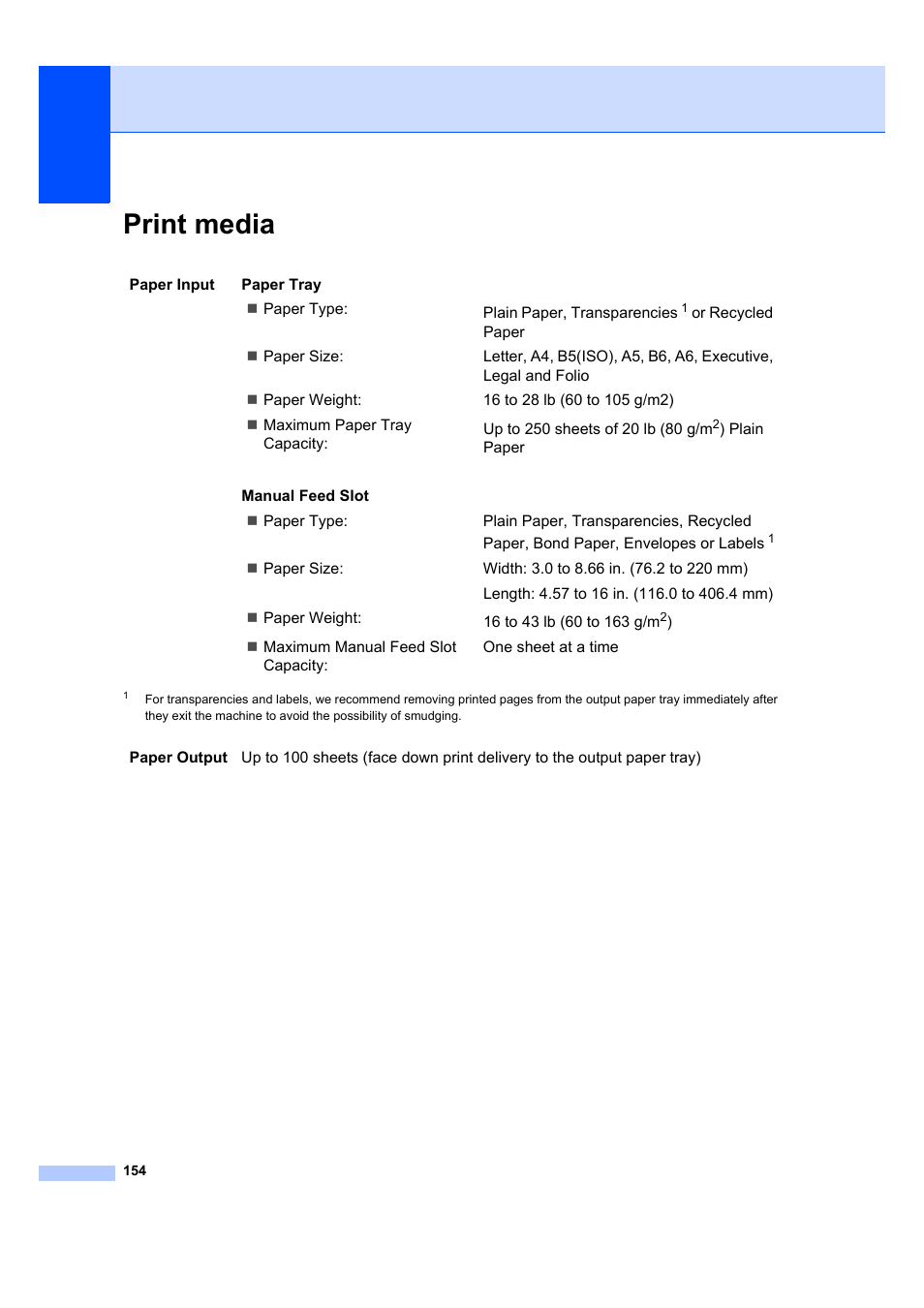 Print media | Brother MFC 7840W User Manual | Page 168 / 192