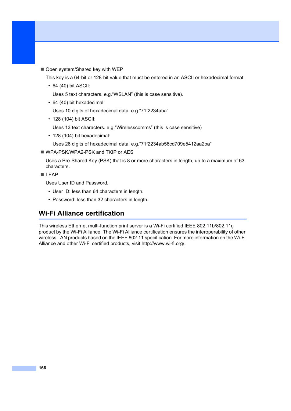 Wi-fi alliance certification | Brother MFC 7840W User Manual | Page 180 / 192