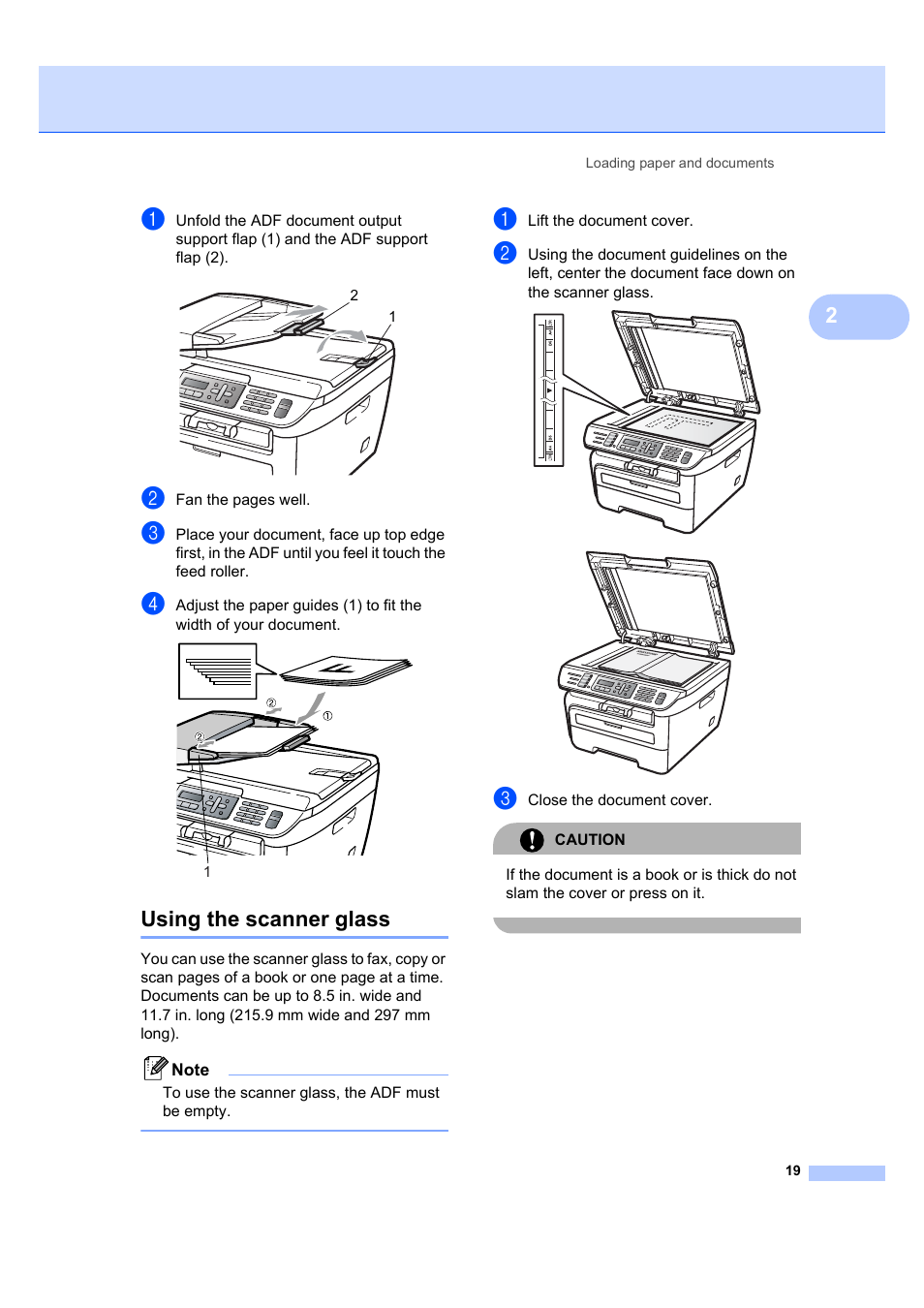 Using the scanner glass | Brother MFC 7840W User Manual | Page 33 / 192