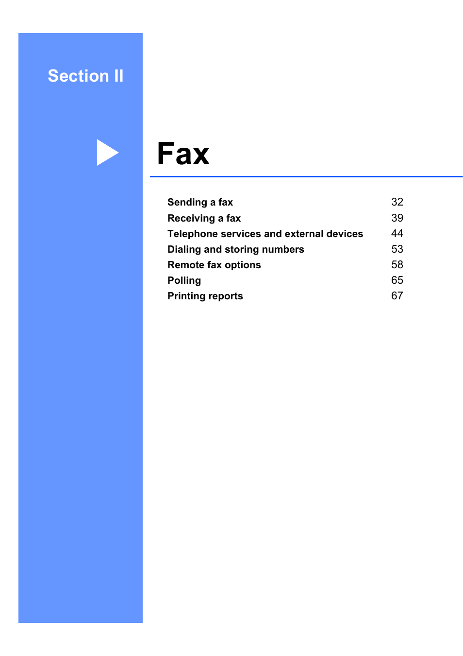 Section ii: fax, Section ii fax | Brother MFC 7840W User Manual | Page 45 / 192