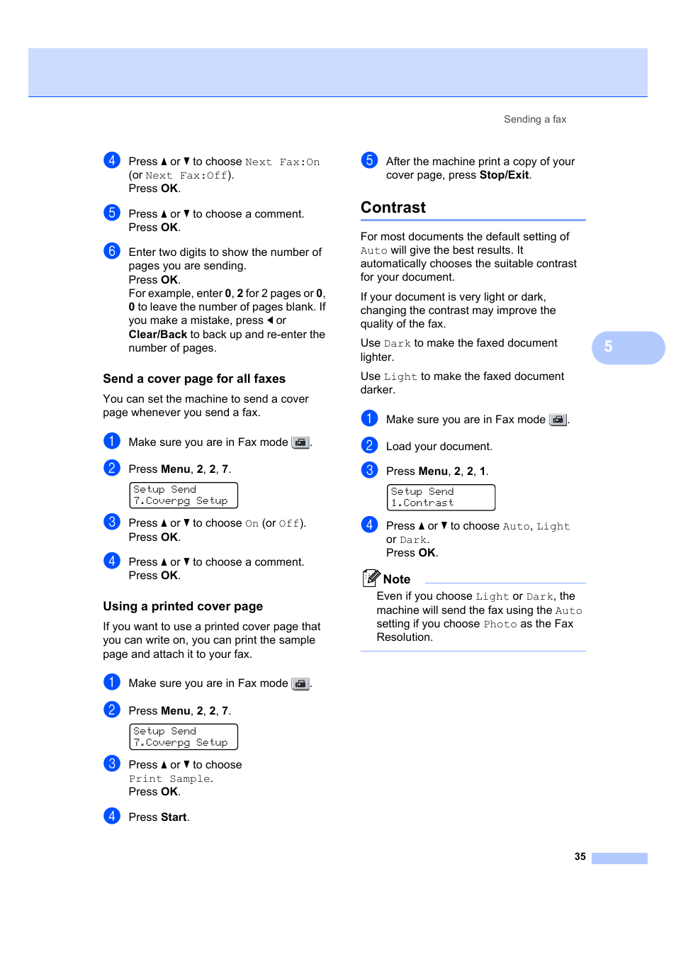 Contrast | Brother MFC 7840W User Manual | Page 49 / 192