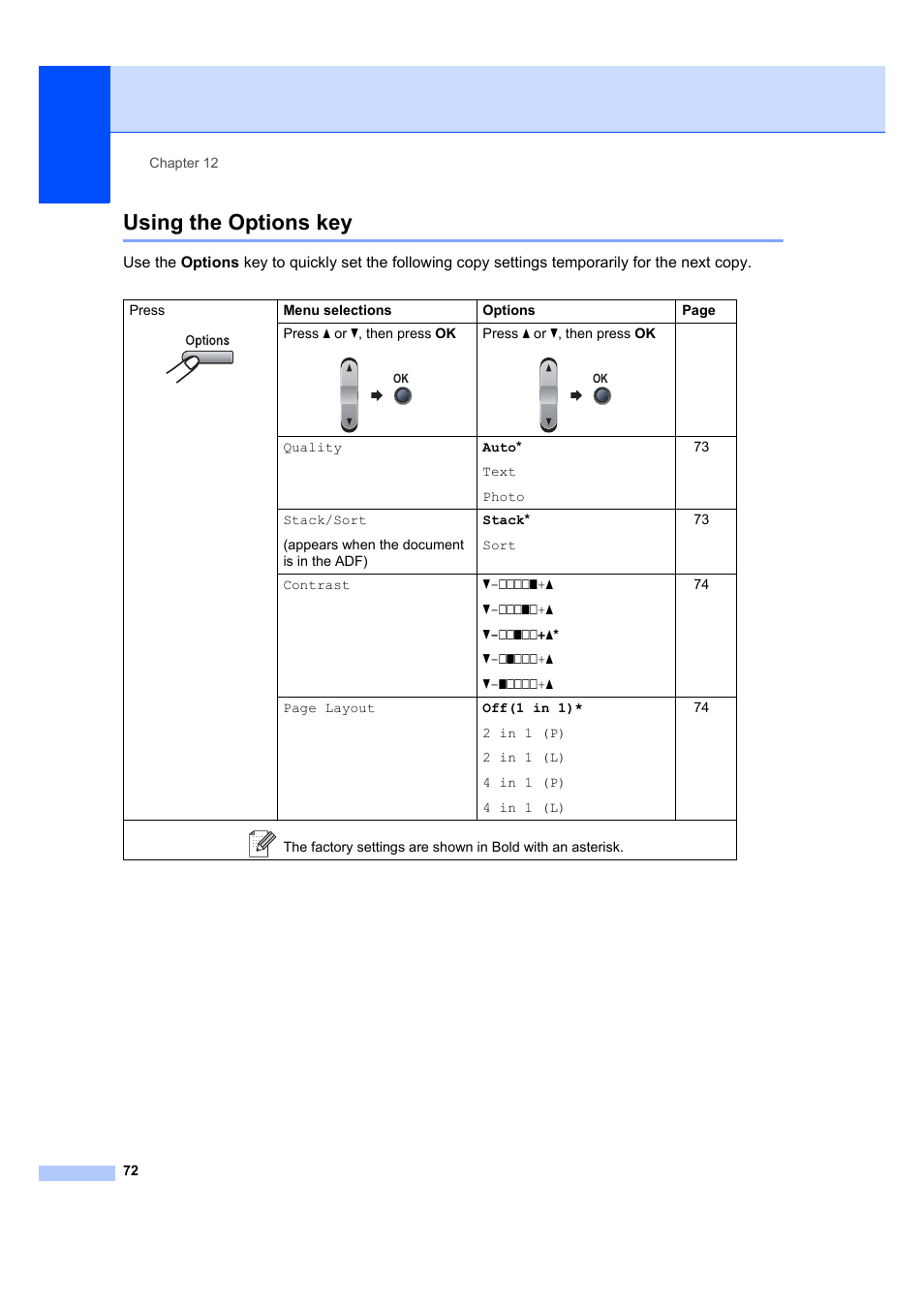 Using the options key | Brother MFC 7840W User Manual | Page 86 / 192