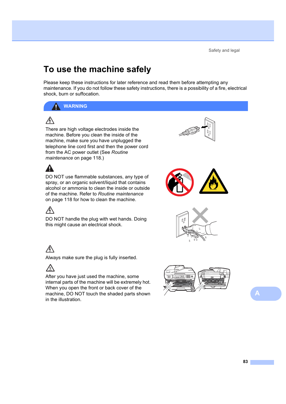 To use the machine safely | Brother MFC 7840W User Manual | Page 97 / 192