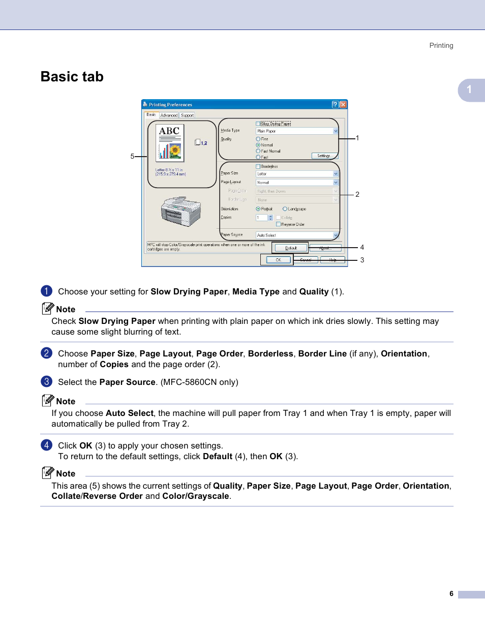 Basic tab | Brother MFC-3360C User Manual | Page 12 / 155