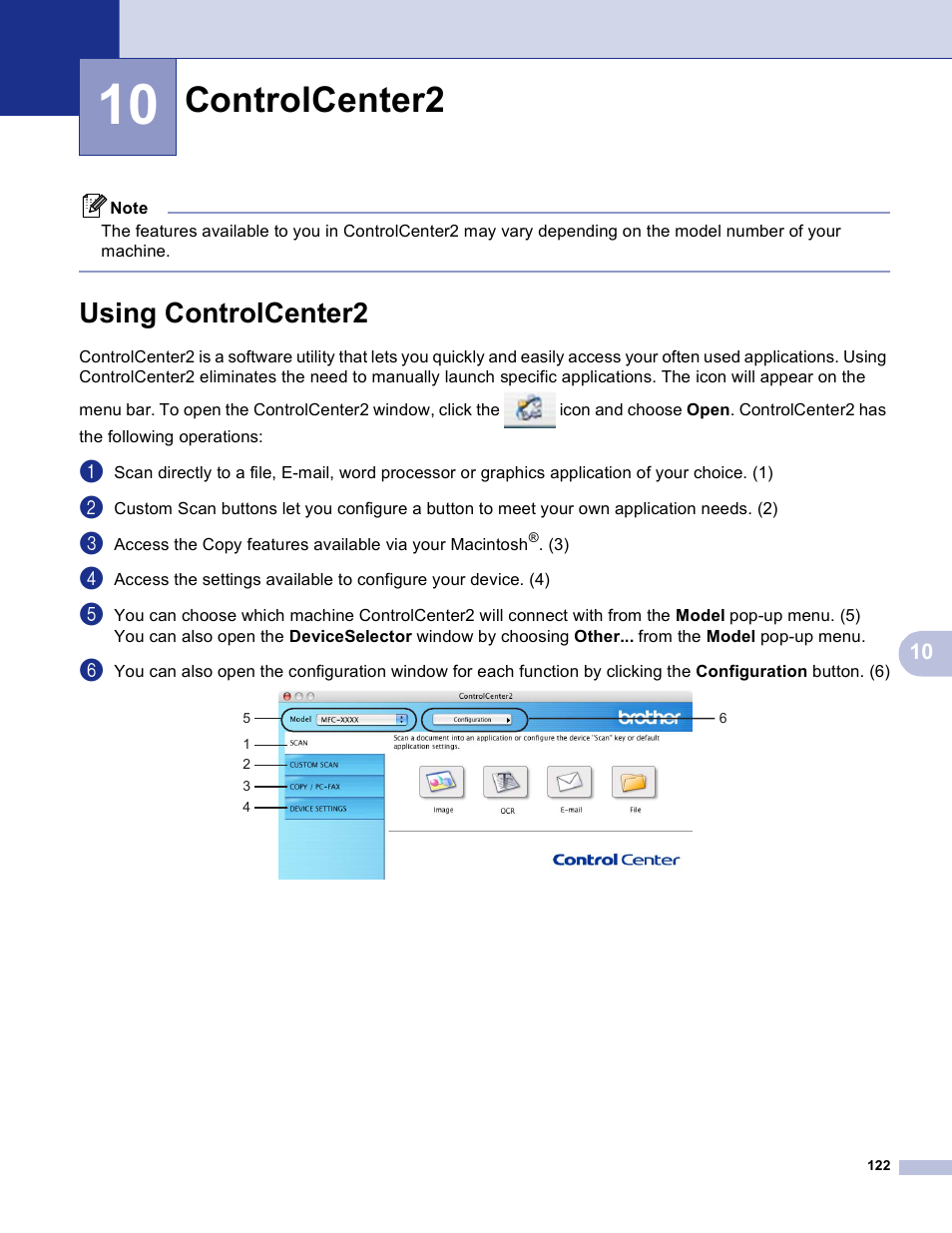10 controlcenter2, Using controlcenter2, Controlcenter2 | Brother MFC-3360C User Manual | Page 128 / 155