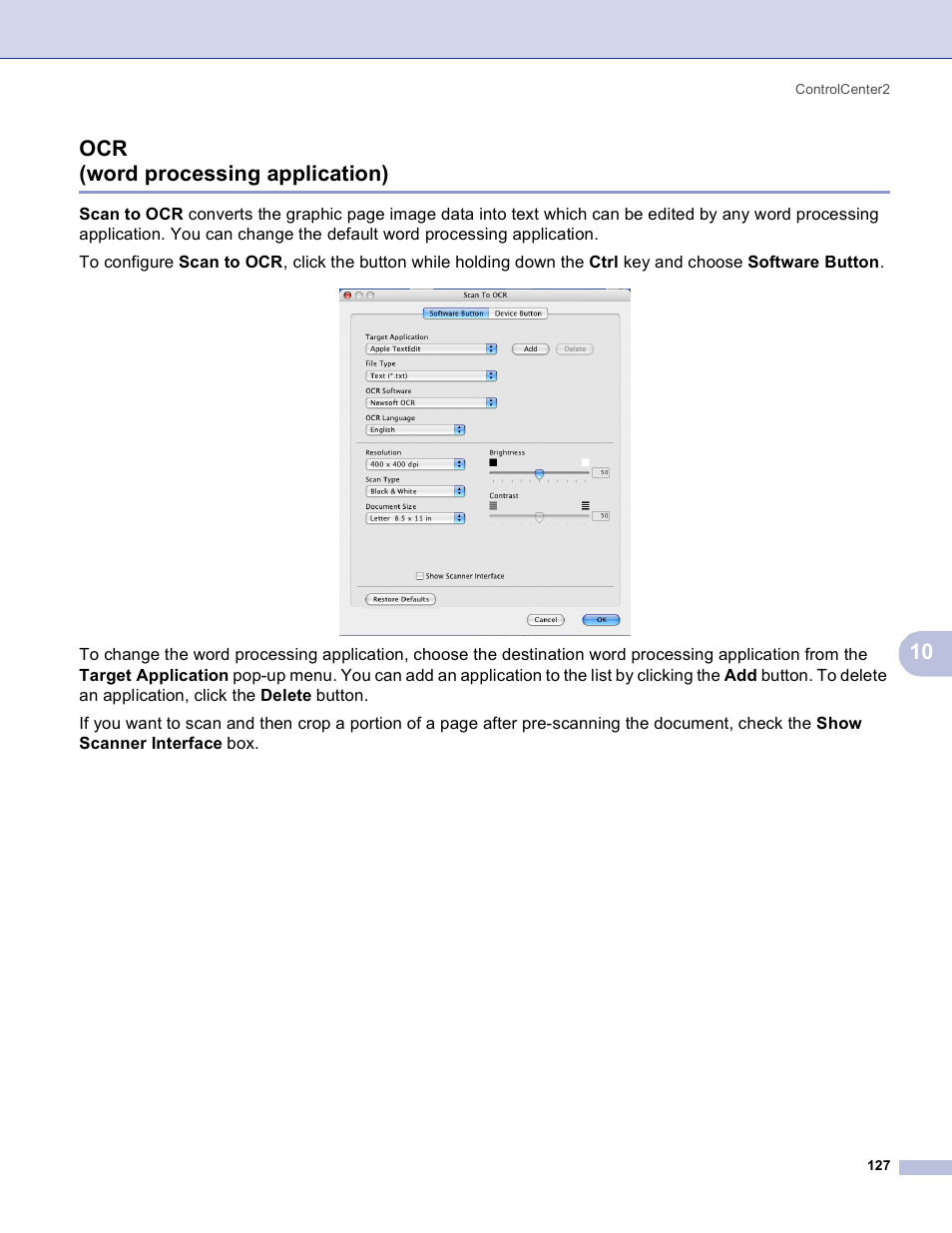 Ocr (word processing application), 10 ocr (word processing application) | Brother MFC-3360C User Manual | Page 133 / 155