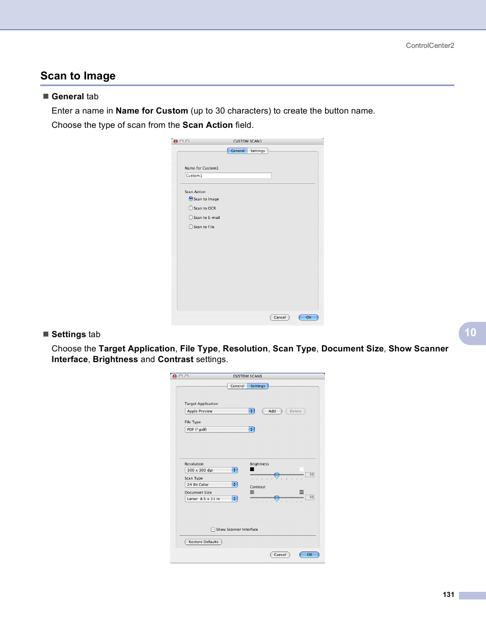 Scan to image, 10 scan to image | Brother MFC-3360C User Manual | Page 137 / 155