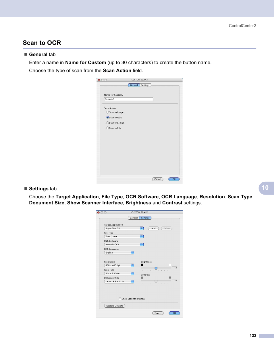 Scan to ocr, 10 scan to ocr | Brother MFC-3360C User Manual | Page 138 / 155