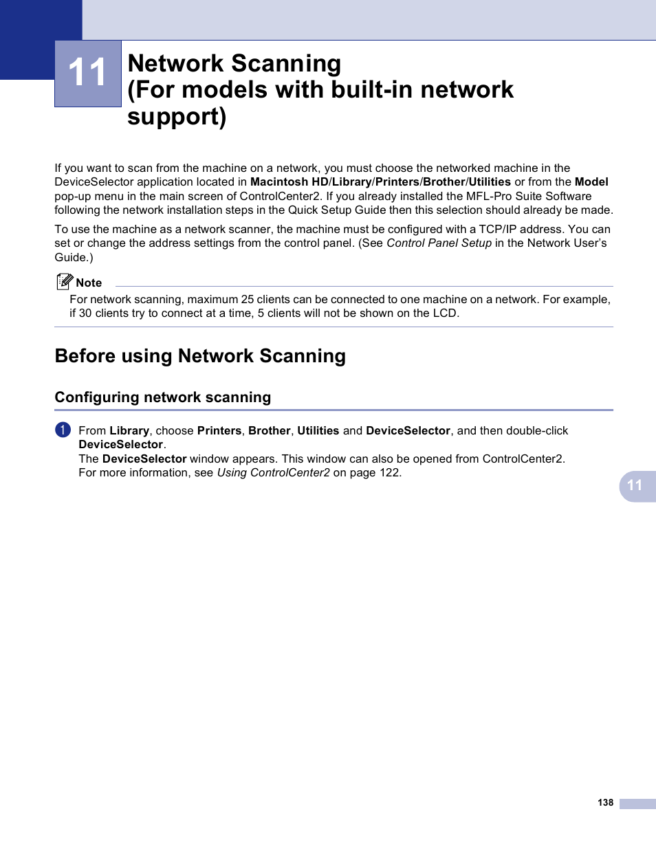 Before using network scanning, Configuring network scanning | Brother MFC-3360C User Manual | Page 144 / 155